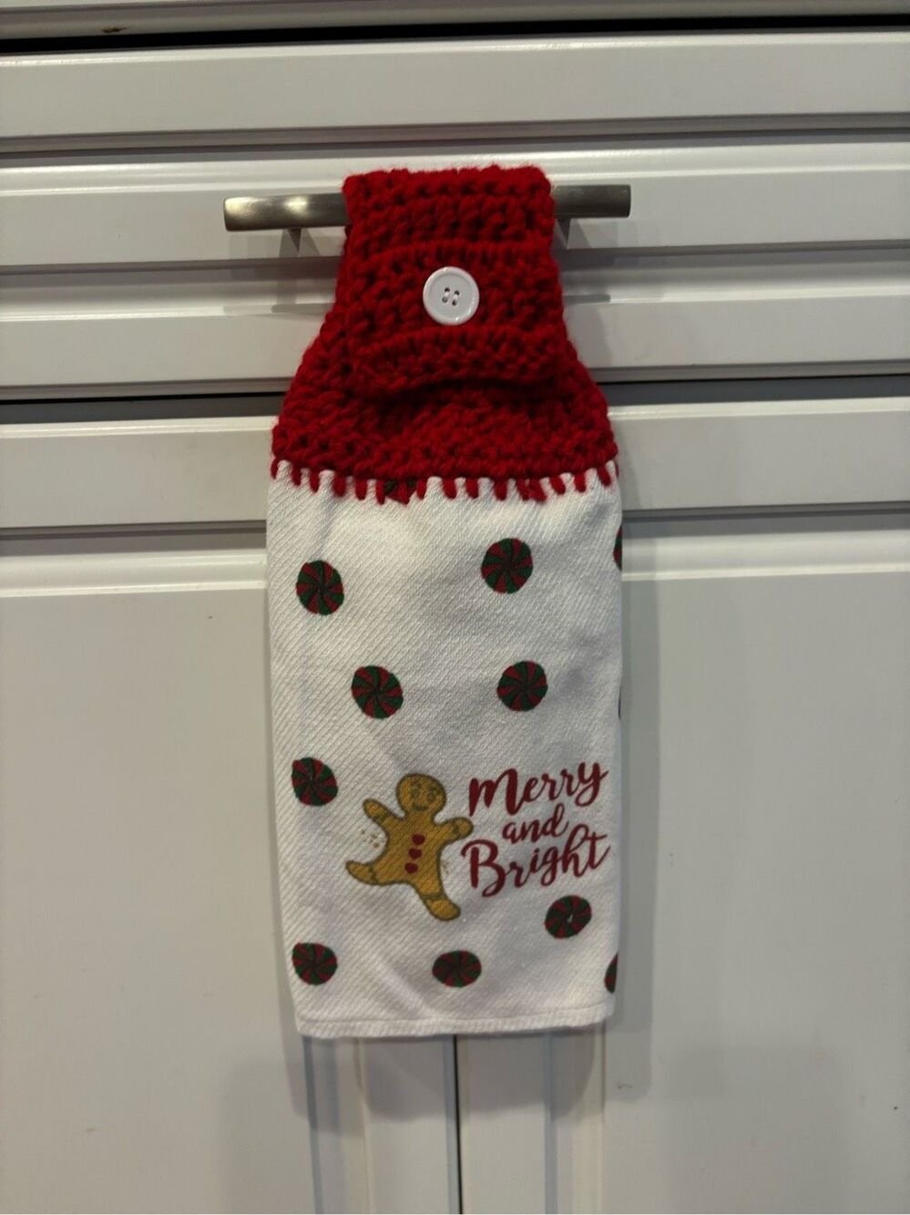 Crochet Top Kitchen Towel-Merry and bright